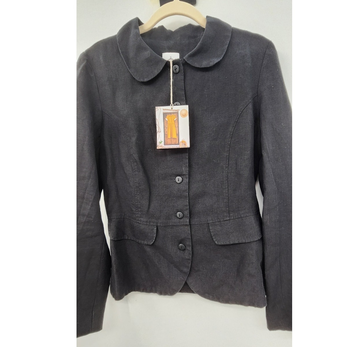New Nwt Son De Flor Linen Black Blazer Size Xs Classic Timeless Lagenlook — image 4 of 8